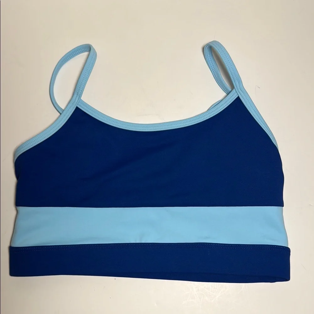 WILO scoop sports bra two toned blue small women’s athletic
